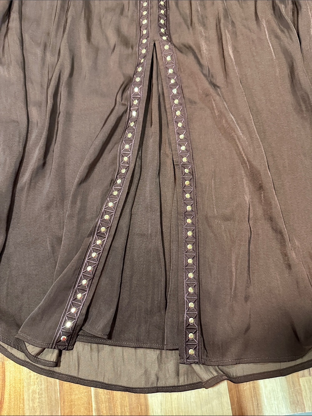 White House Black Market Brown Stud-Trim High-Low Dress 485 - Picture 7 of 11